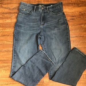 Womens Straight Leg Dark Blue Jeans Petites Fit